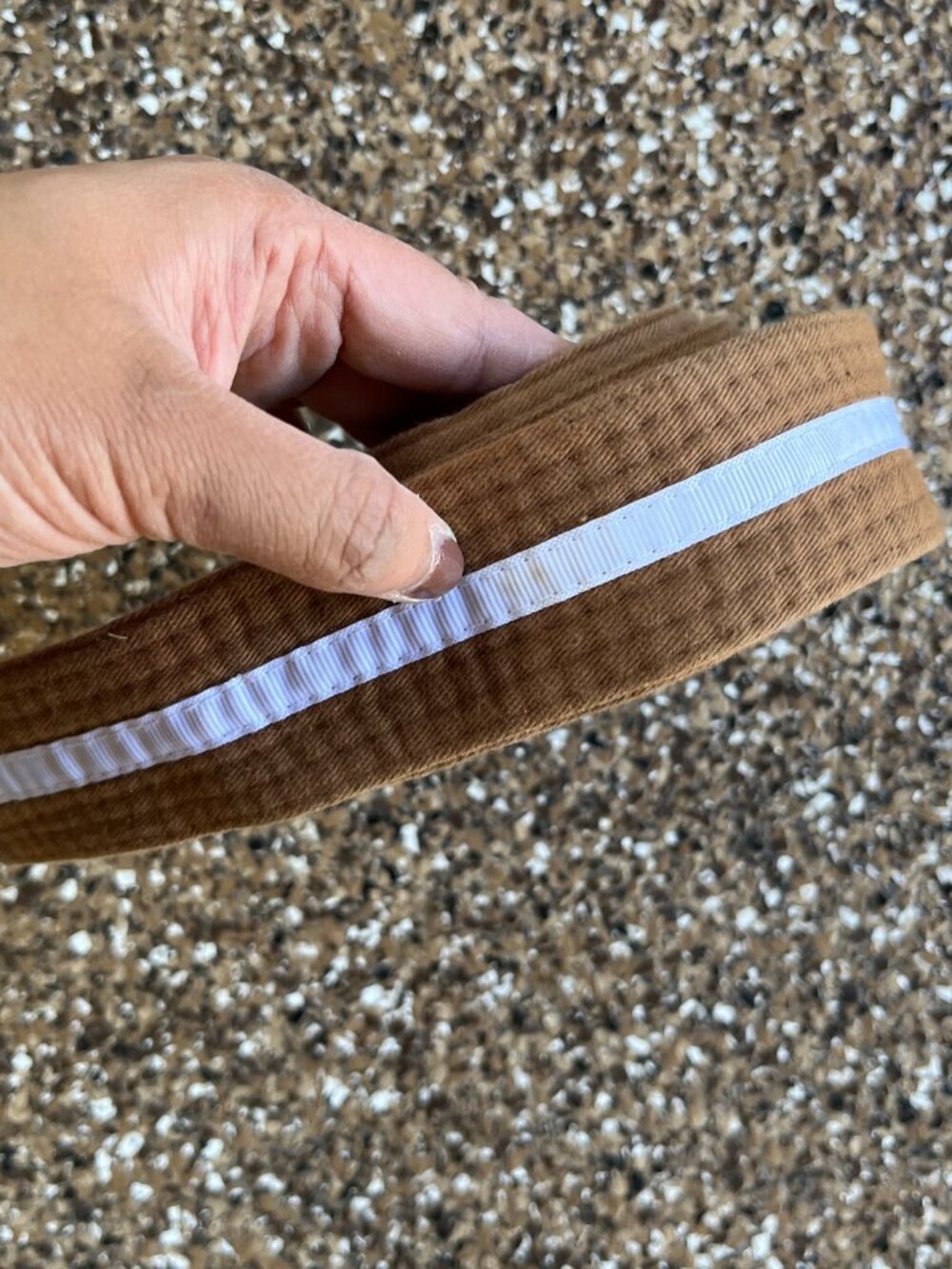Brown White Striped Taekwondo Belt TKD Karate Rank Belt size 1 vintage 90s sport